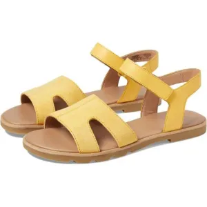 Ella III Yellow Ray Leather Ankle Strap Flat Sandals