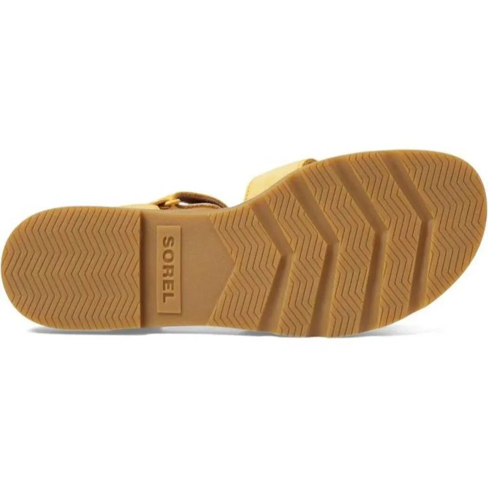 Ella III Yellow Ray Leather Ankle Strap Flat Sandals