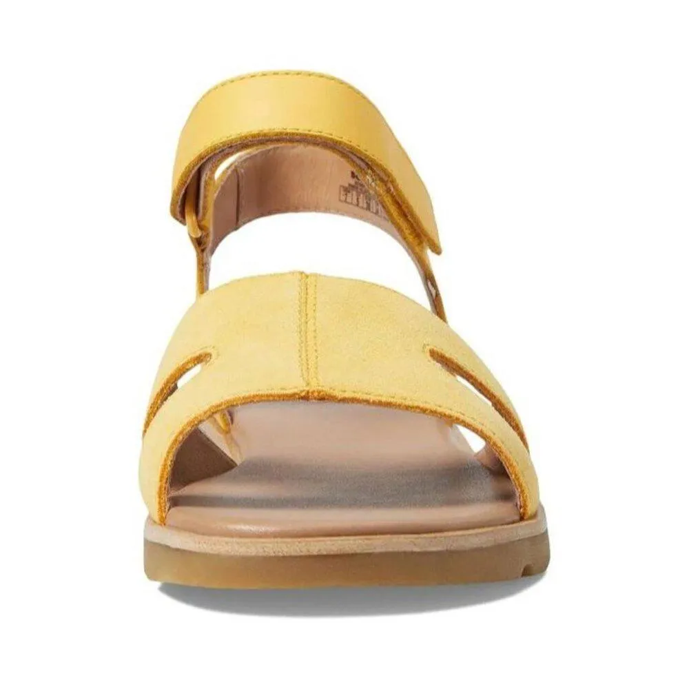Ella III Yellow Ray Leather Ankle Strap Flat Sandals