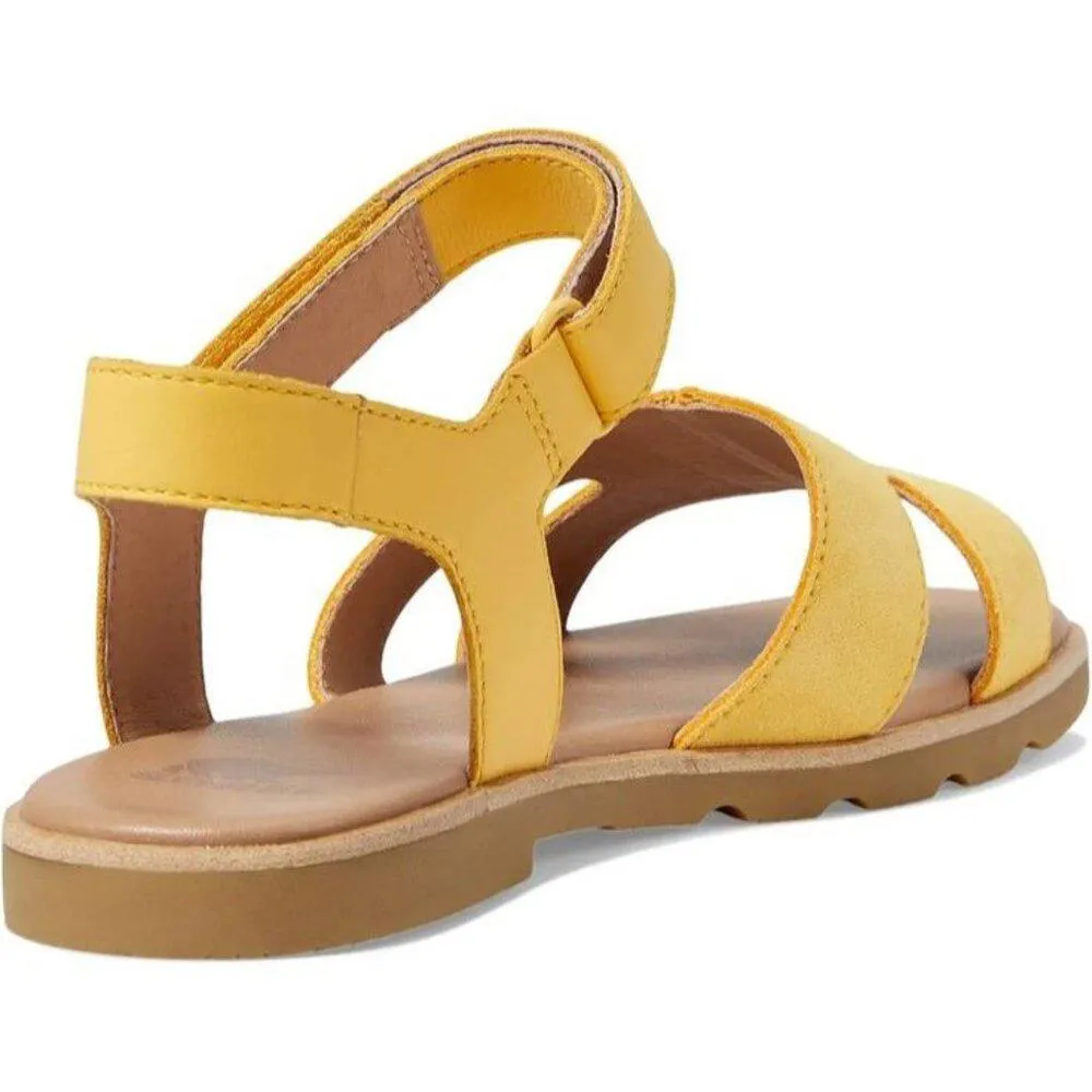 Ella III Yellow Ray Leather Ankle Strap Flat Sandals