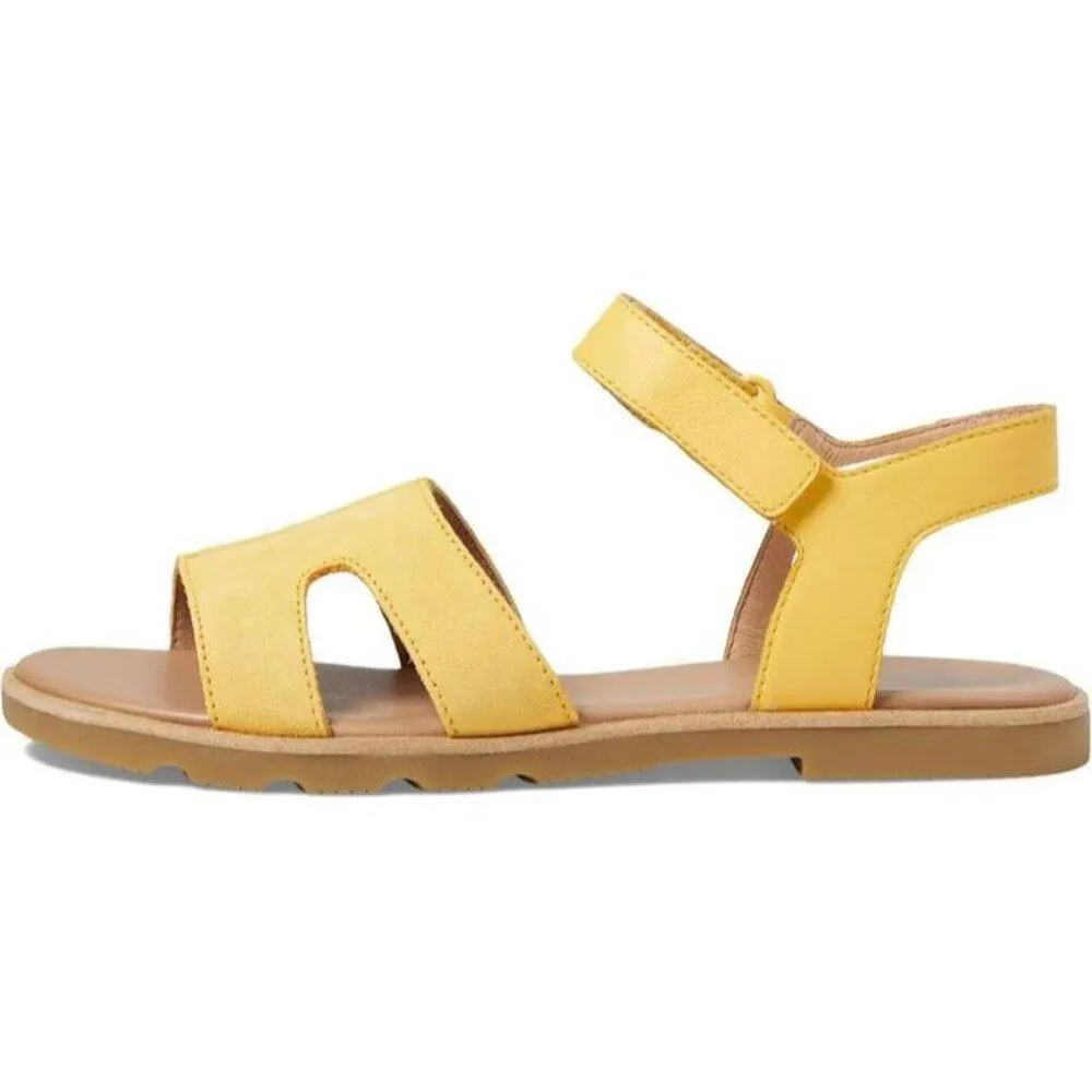 Ella III Yellow Ray Leather Ankle Strap Flat Sandals