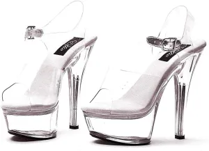 Ellie Shoes E-601-Brook 6" Heel Clear Womans Sandal.