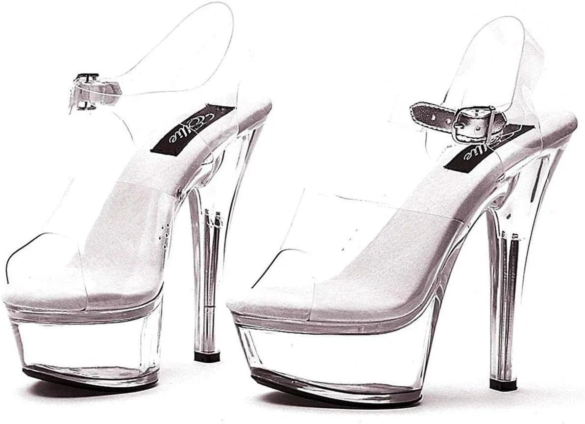 Ellie Shoes E-601-Brook 6" Heel Clear Womans Sandal.