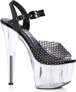 Ellie Shoes Women's Rhinestone Mesh Sandal Heeled