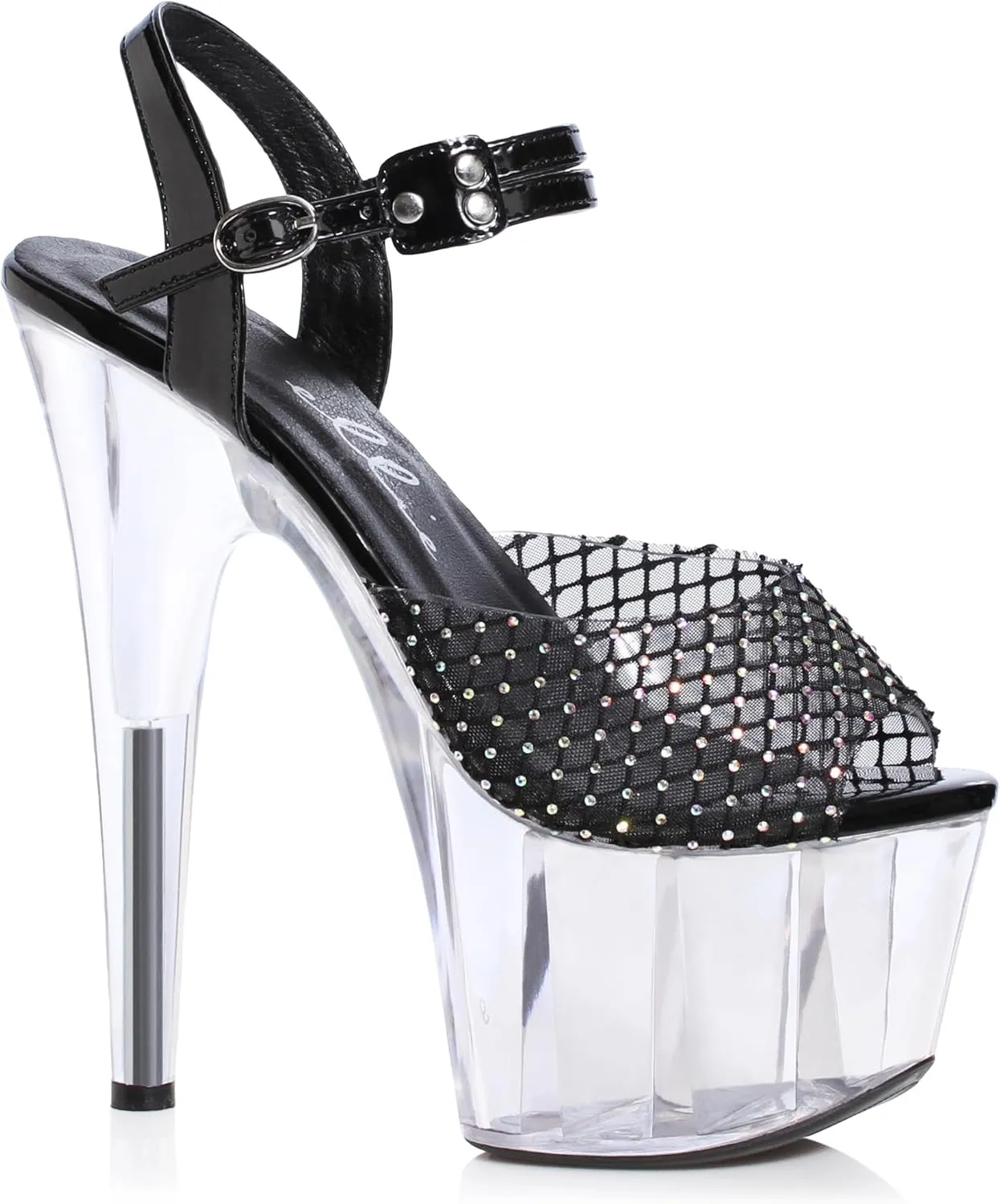 Ellie Shoes Women's Rhinestone Mesh Sandal Heeled