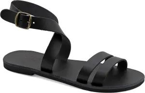 Emmanuela Greek Handmade Leather Flat Sandals, Quality Ankle Strap Sandals with adjustable buckle, Ankle Cuff Summer Shoes, Open Toe Strappy Sandals, Boho Chic Sandals