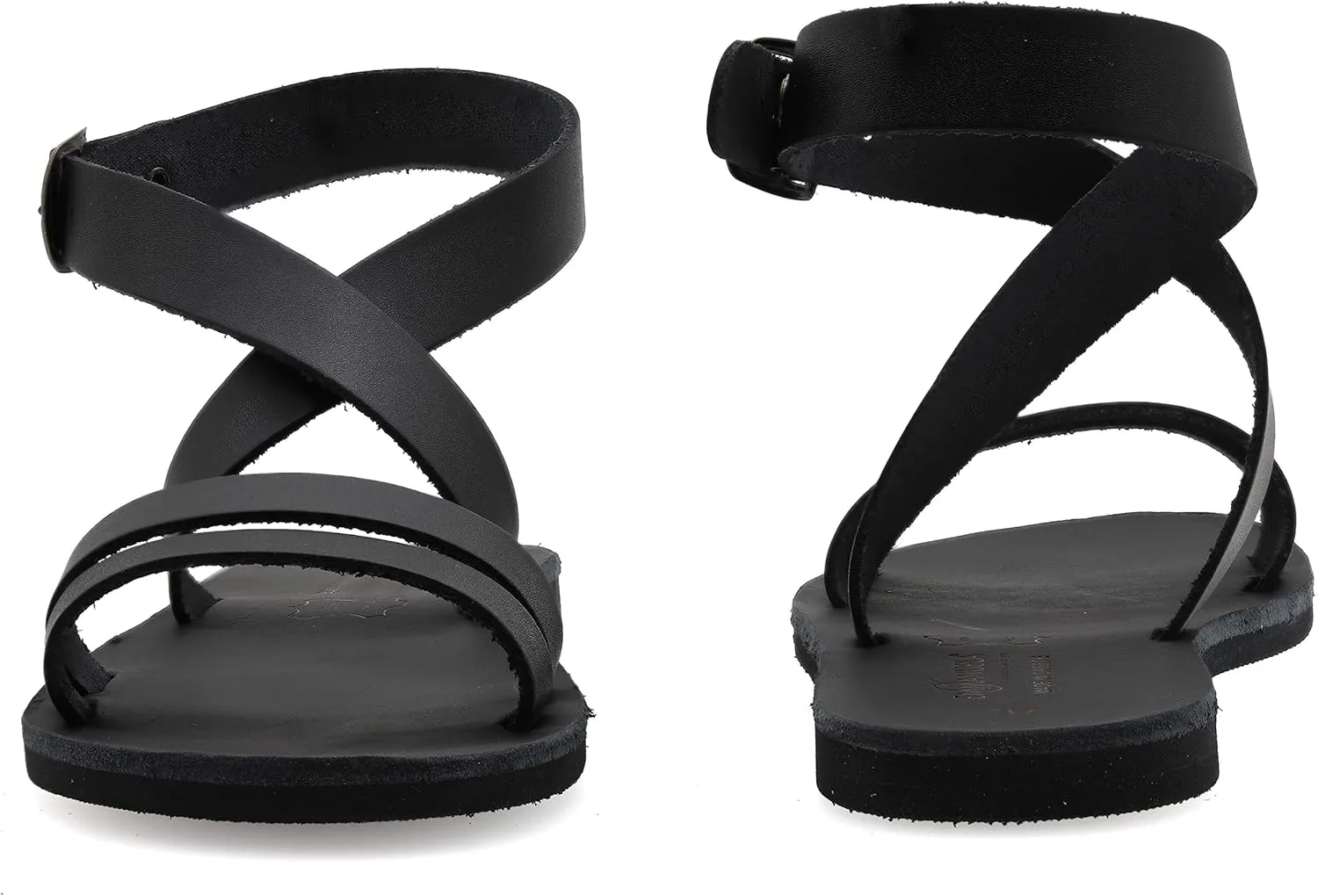 Emmanuela Greek Handmade Leather Flat Sandals, Quality Ankle Strap Sandals with adjustable buckle, Ankle Cuff Summer Shoes, Open Toe Strappy Sandals, Boho Chic Sandals
