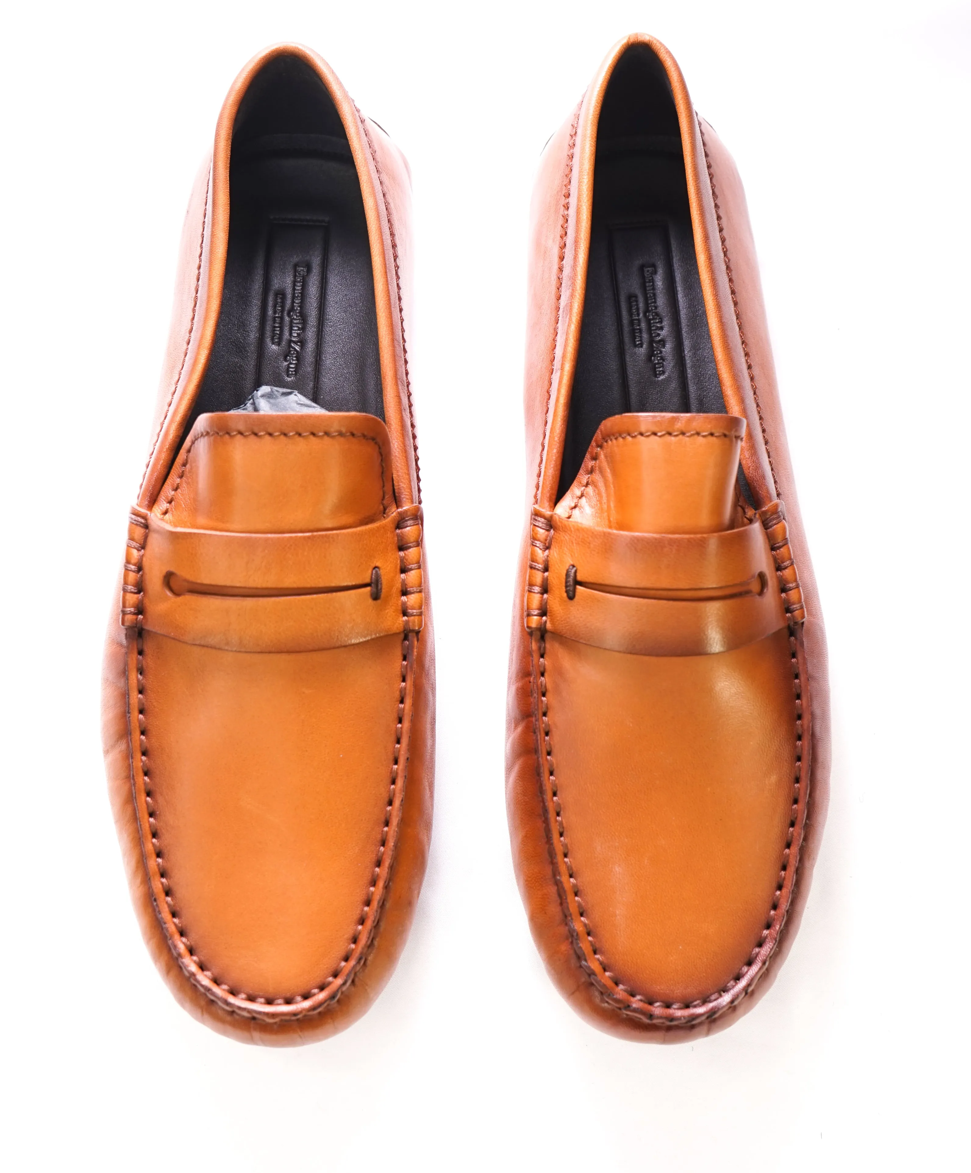 ERMENEGILDO ZEGNA - Brown Tan Leather "Morris" Loafer Driver Shoe - 10.5