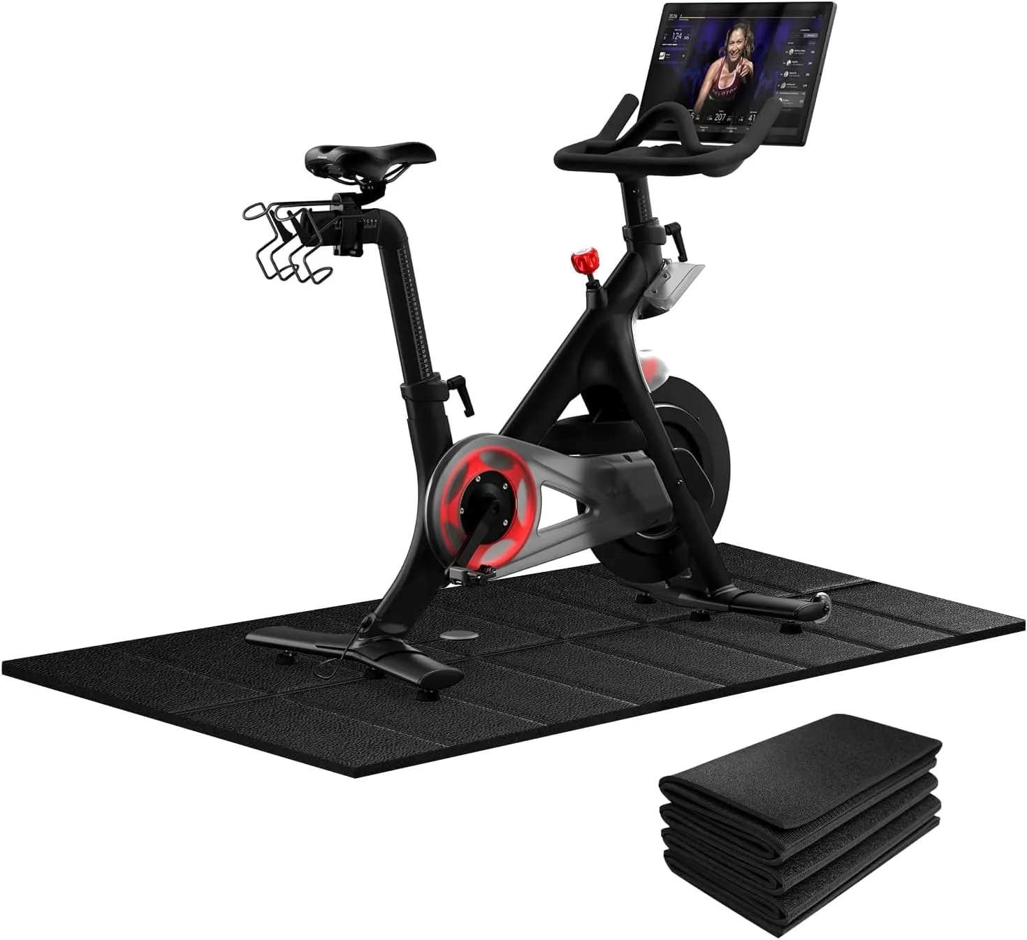 Exercise Bike Floor Mat for Peloton/Spin Bikes, Treadmills, Ellipticals, 63“ × 30”, Heavy-Duty Non-Slip Trainer Pad Protects Hardwood Floors & Carpets from Scratches, Noise, and Damage