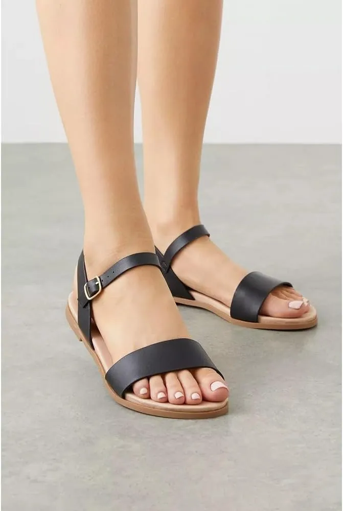 Faye Sandals Ankle Strap Adjustable Buckle Flat for Women