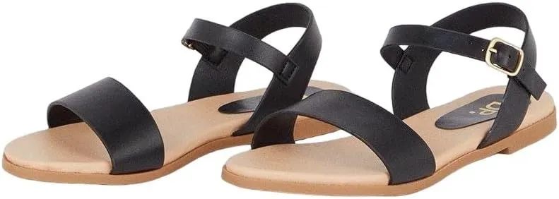 Faye Sandals Ankle Strap Adjustable Buckle Flat for Women