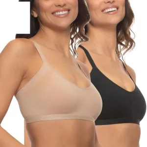 Felina Ladies' Side Smoothing Bra, 2-Pack (US, Alpha, Large, Regular, Regular, BlackNude)