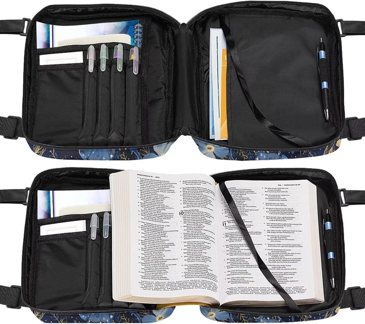 Flashideas Bible Covers for Women Study Bag Bible with Adjustable Shoulder Strap Zippered Bible Bag
