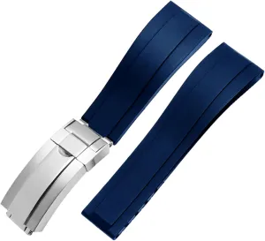Flat End 20mm 21mm Rubber Silicone Watch Bands for Any Brand Watch Stainless Steel Folding Buckle Strap Brand Watchband Sports (Color : 10mm Gold Clasp, Size : 20mm)