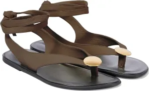 Flat Sandals for Women Strappy Sandals Comfortable Dressy Beach Flip Flop Slides Thong Sandals for Women with Metal Circular