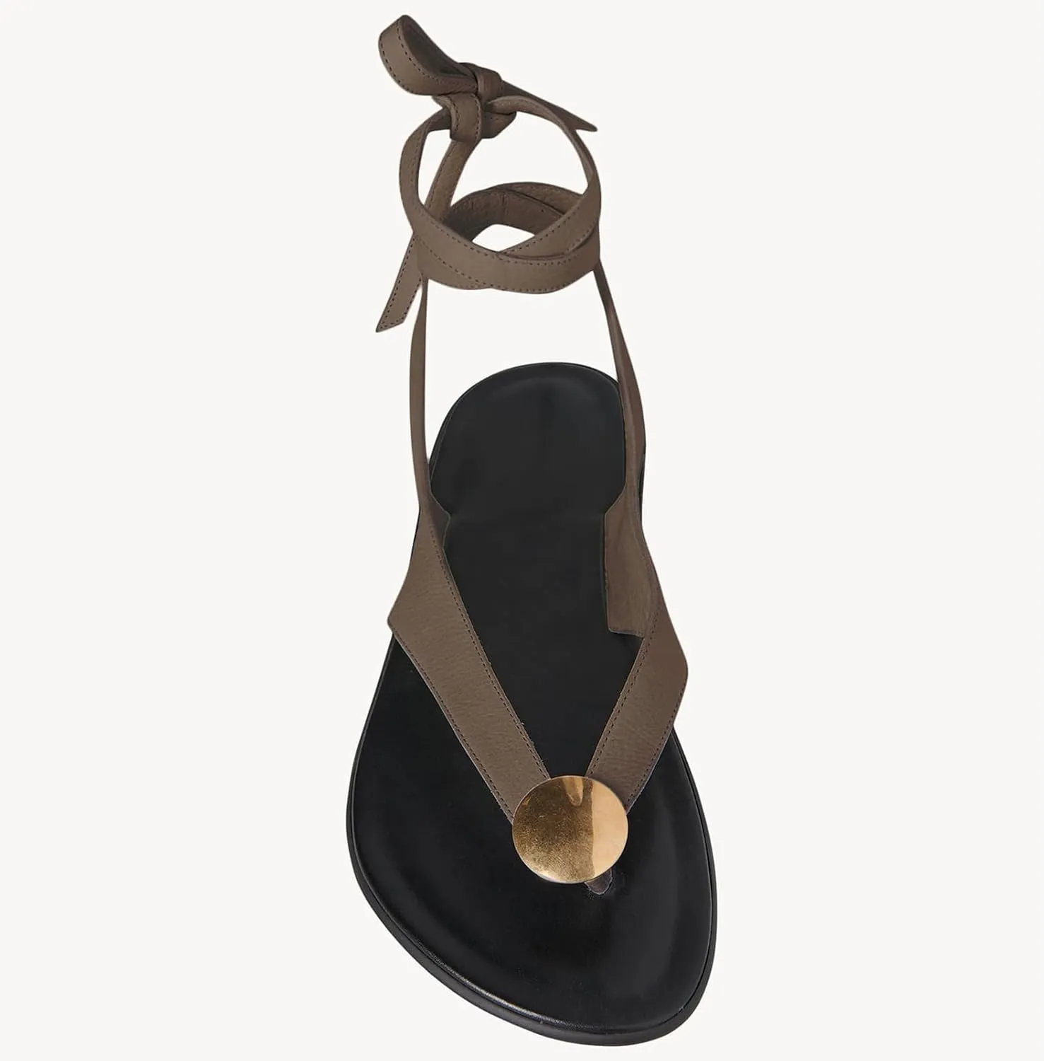 Flat Sandals for Women Strappy Sandals Comfortable Dressy Beach Flip Flop Slides Thong Sandals for Women with Metal Circular