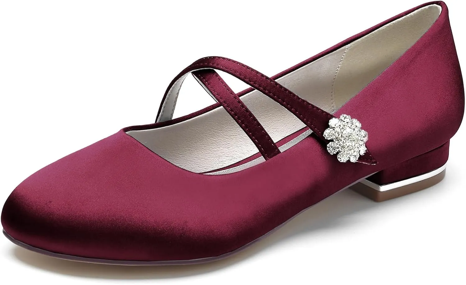Flats Women Round Toe Ballet Flat Closed Toe Bridal Shoes Slip-On Low Heel Dress Shoes Cross Strap Chunky Block Heeled Sandals