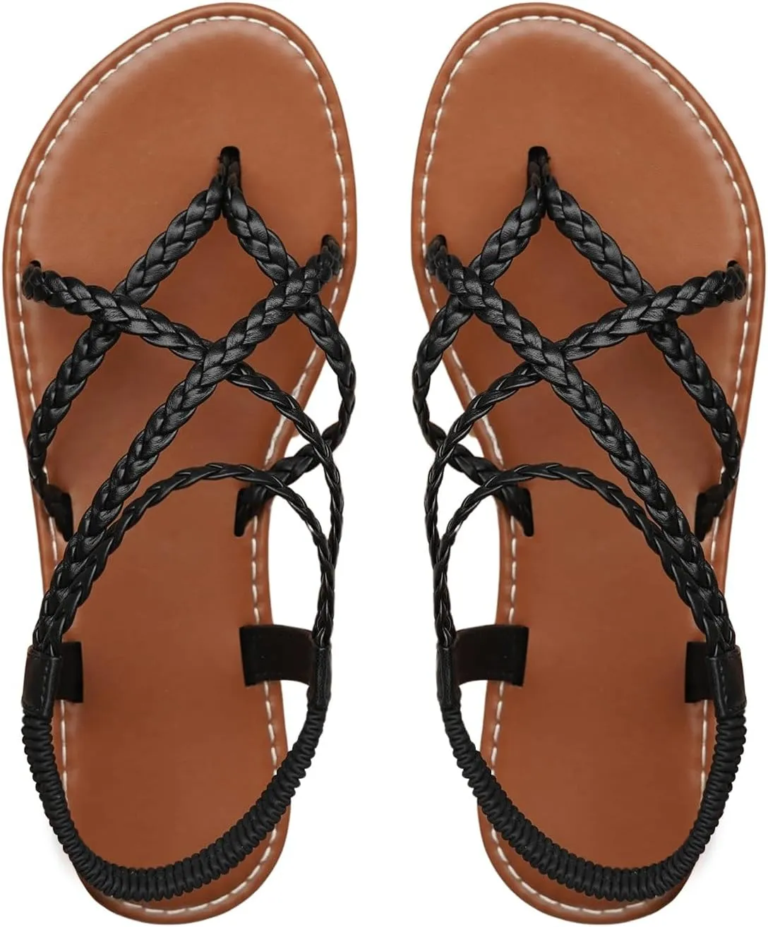 Floerns Women's Strappy Braided Sandals Open Toe Bohemian Beach Flat Sandals