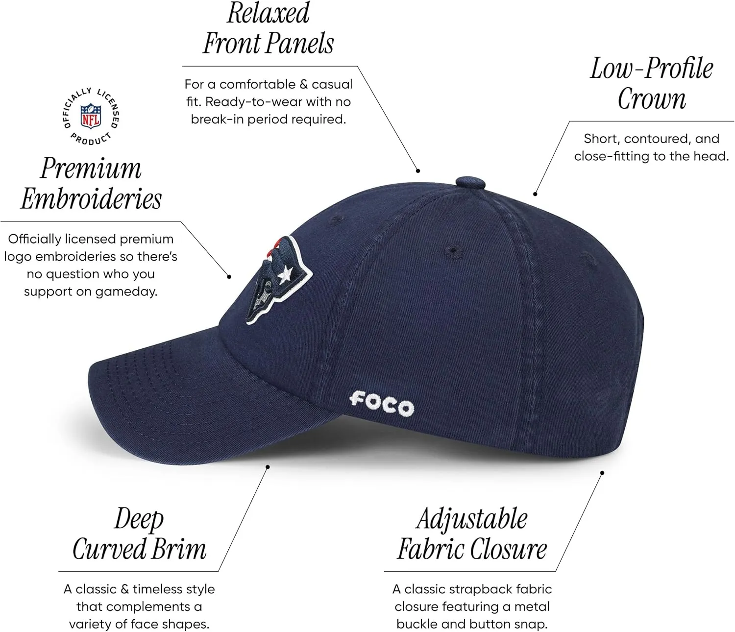FOCO Men's NFL Team Logo Casual Hat Caps