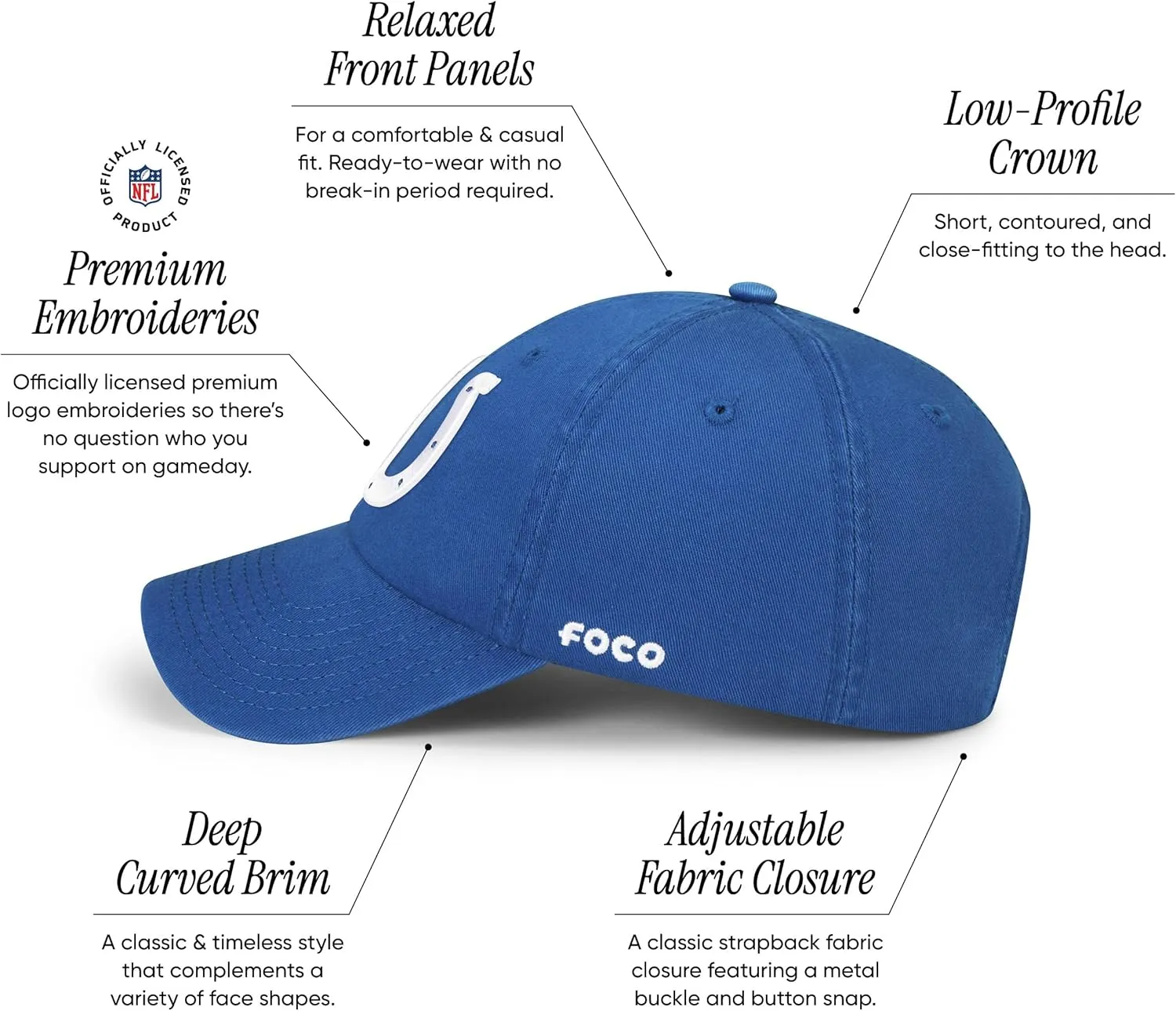 FOCO Men's NFL Team Logo Casual Hat Caps