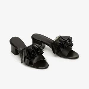 Fringe mule all black