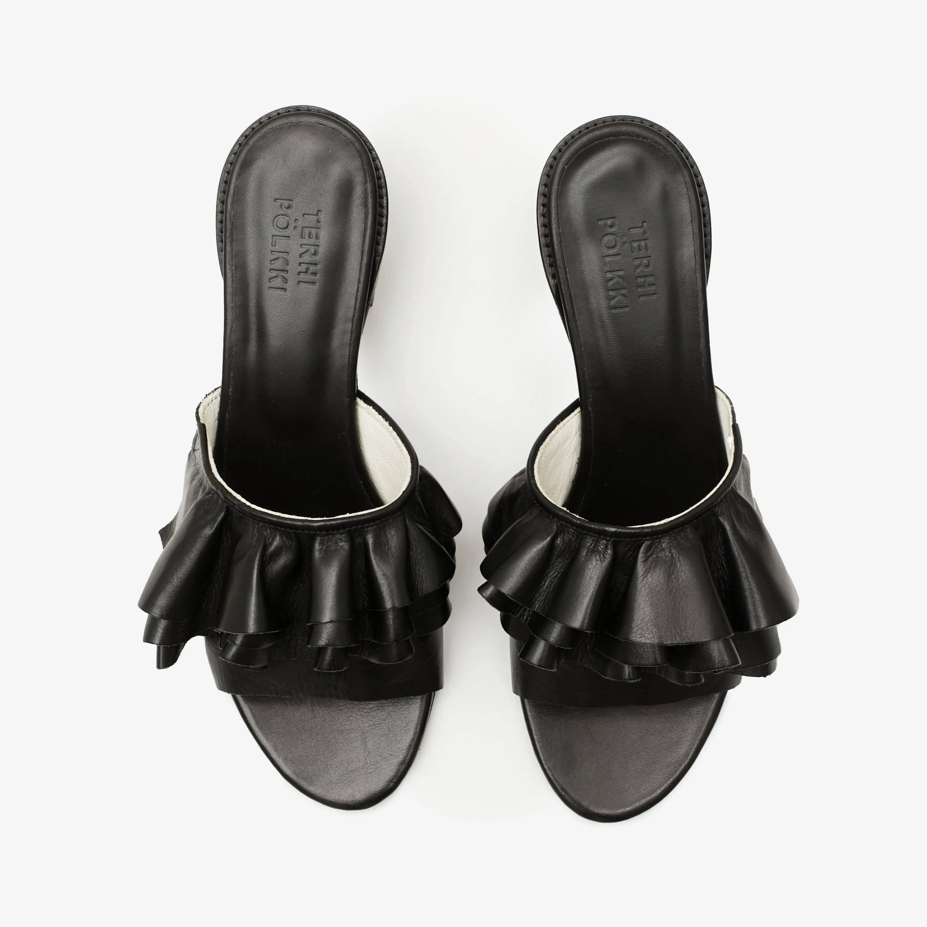Fringe mule all black
