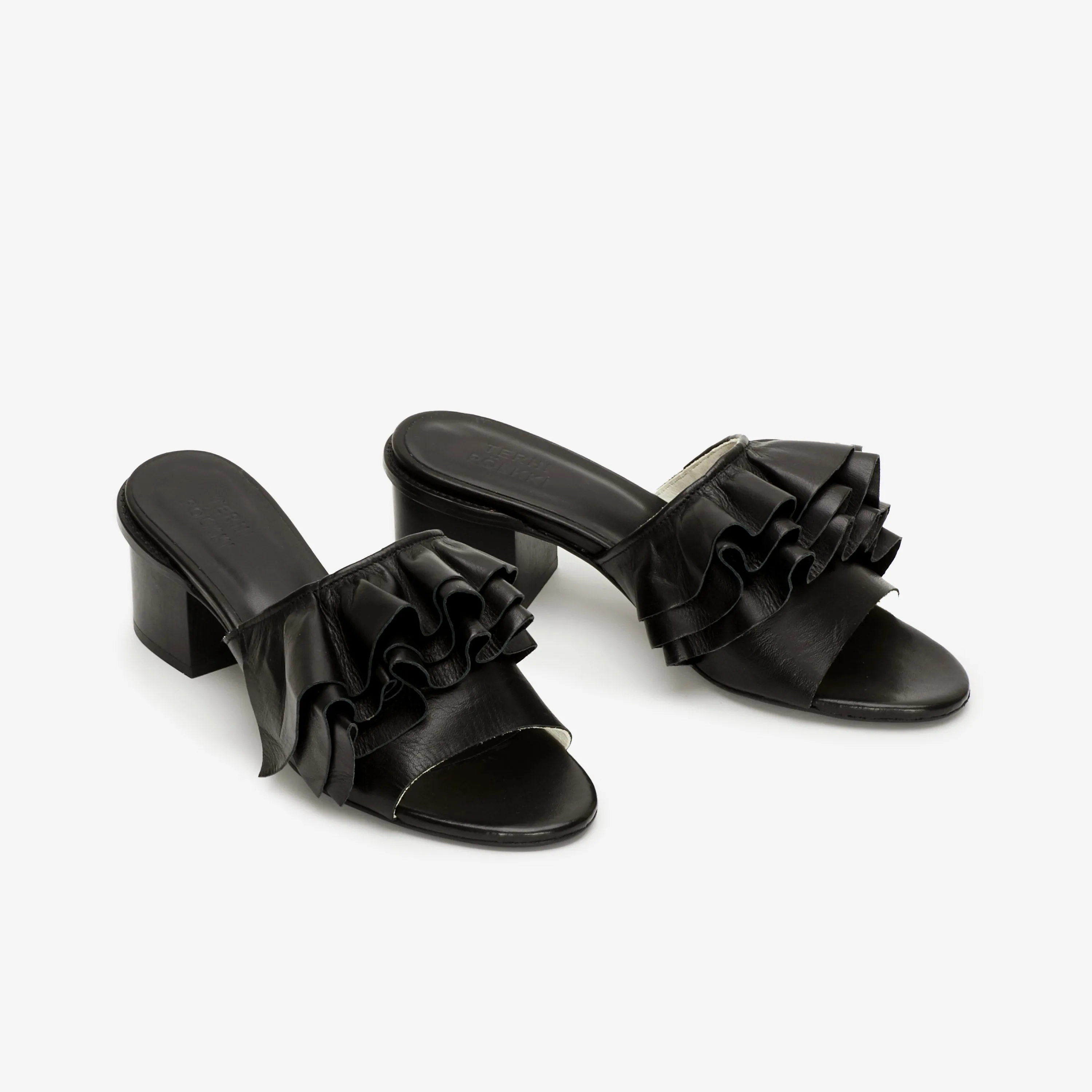 Fringe mule all black