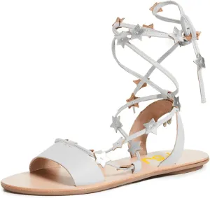 FSJ Women Lace-up Flat Sandals Tie up Open Toe Cute Star Strappy Ankle Wrap Slingback CrissCross Casual Dress Summer Shoes Size 4-15 US
