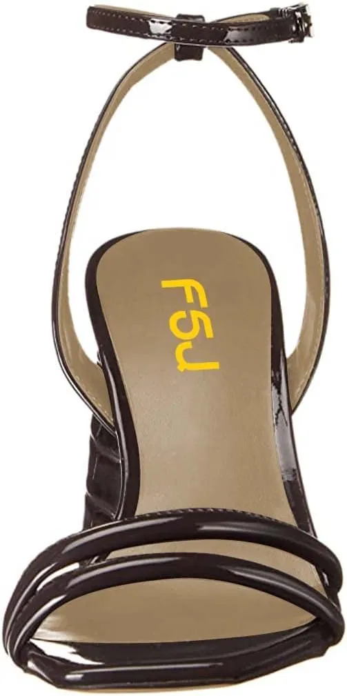 FSJ Women Sexy Open Toe Sandals Chunky High Heel Ankle Strap Buckle Party Evening Prom Dress Shoes Size 4-15 US