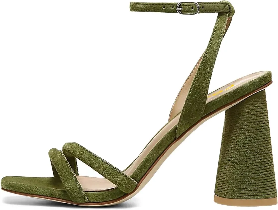 FSJ Women Sexy Open Toe Sandals Chunky High Heel Ankle Strap Buckle Party Evening Prom Dress Shoes Size 4-15 US