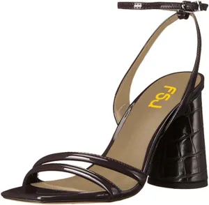 FSJ Women Sexy Open Toe Sandals Chunky High Heel Ankle Strap Buckle Party Evening Prom Dress Shoes Size 4-15 US