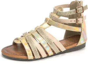 FUNKYMONKEY Girls Gladiator Strap Sandals Flat Fisherman Thong Cross Strappy Sandals