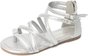 FUNKYMONKEY Girls Gladiator Strap Sandals Flat Fisherman Thong Cross Strappy Sandals