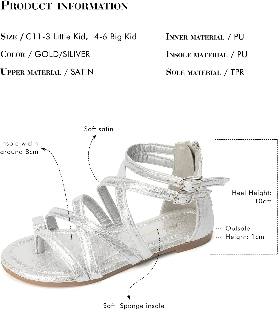 FUNKYMONKEY Girls Gladiator Strap Sandals Flat Fisherman Thong Cross Strappy Sandals