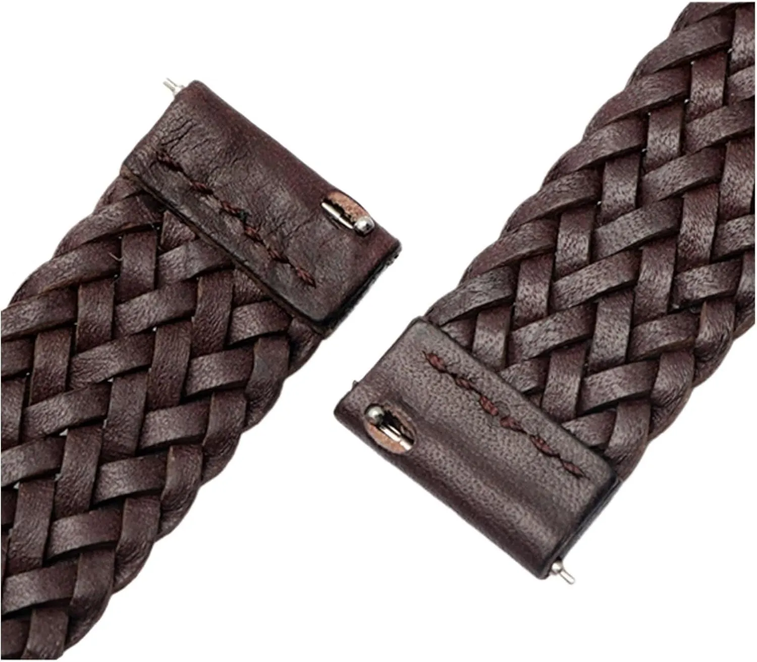 Genuine Leather Braided Watch Strap Men Women Universal Quick Release Cowhide Wrist Band Bracelet Accessories