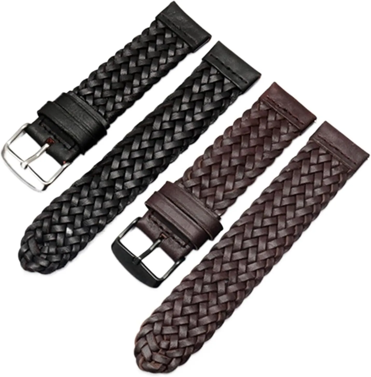 Genuine Leather Braided Watch Strap Men Women Universal Quick Release Cowhide Wrist Band Bracelet Accessories