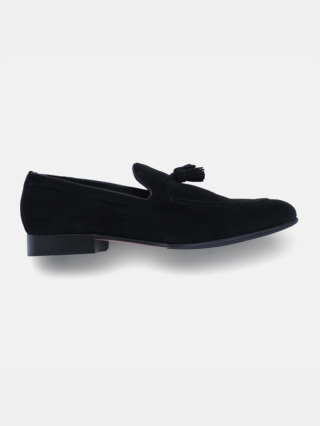Gordon And Bros Suede Black Men Tassel Loafer