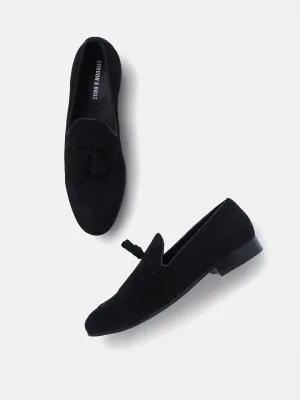 Gordon And Bros Suede Black Men Tassel Loafer