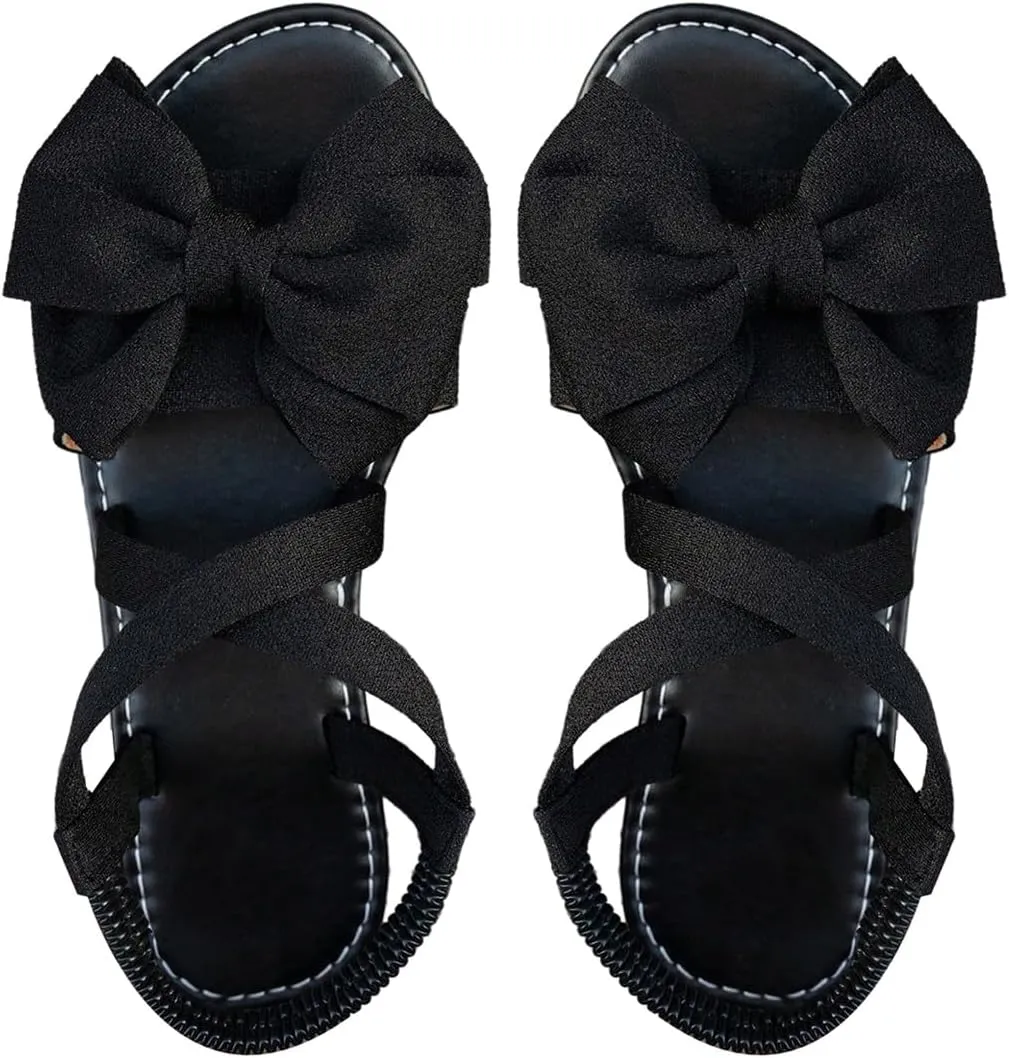 GORGLITTER Women's Ankle Strap Bow Sandals Criss Cross Open Toe Bowknot Dressy Beach Flat Sandals 2025