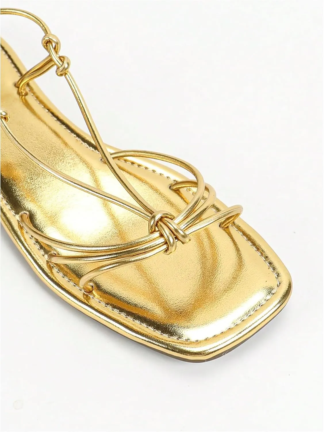 GORGLITTER Women's Lace Up Flat Sandals Dressy Strappy Gladiator Sandals Open Toe Summer Beach Slides