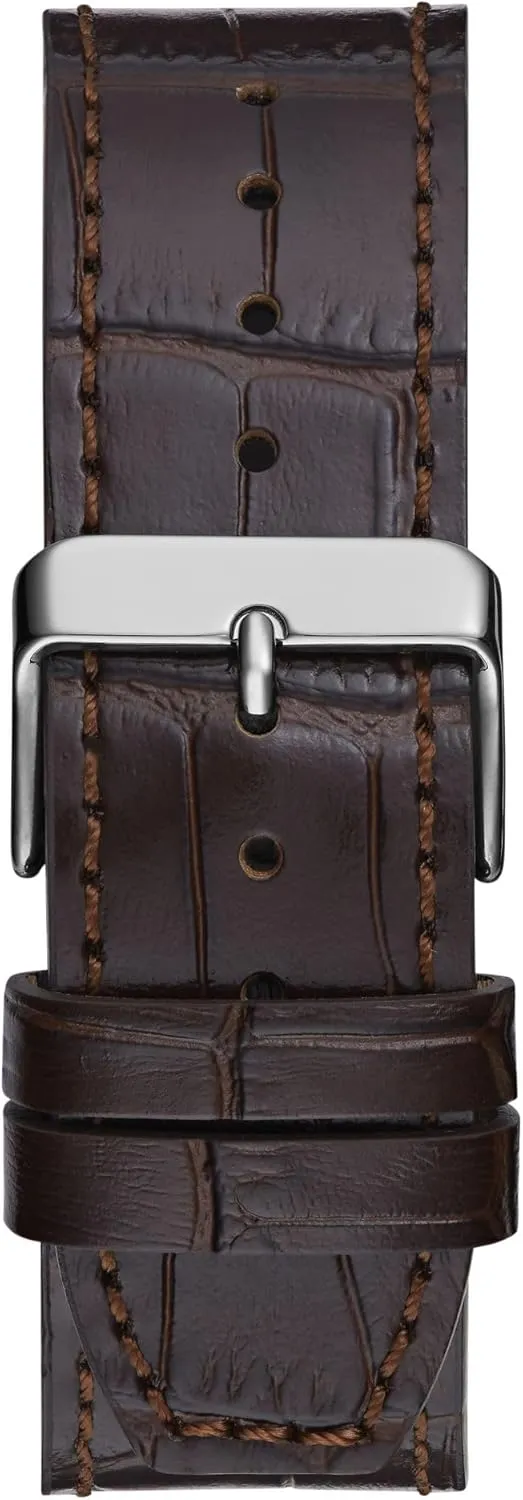 GUESS Two-Tone and Brown Crocodile-Embossed Leather Multifunction Watch