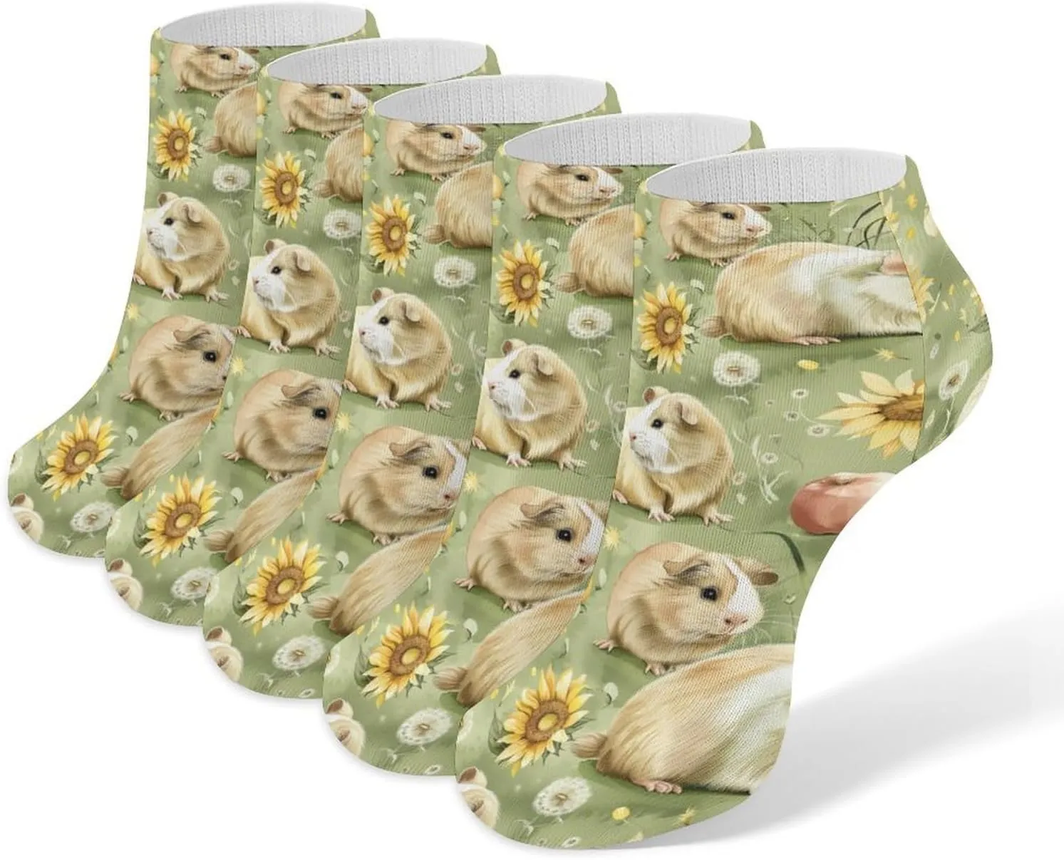Guinea Pigs Sunflower Grassland 5 Pairs Ankle Socks Low-Cut Non Slip Athletic Running Flat Sock for Men And Women