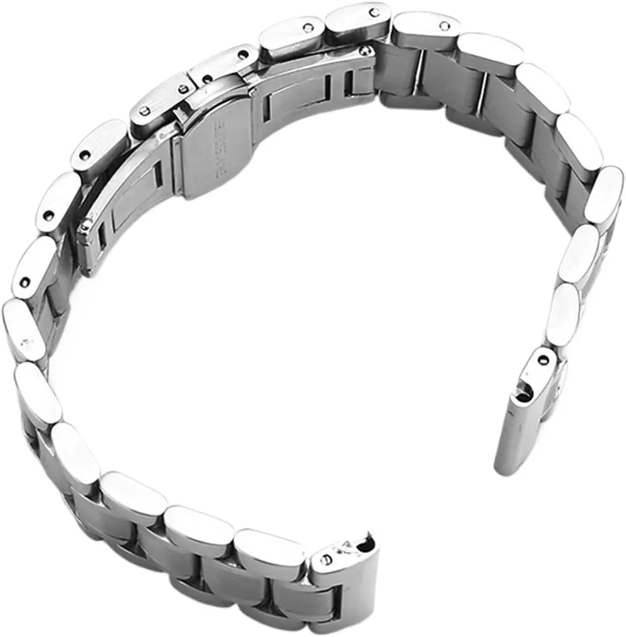 HMFang Flat Elbow Dual-purpose Stainless Steel Strap 12 14 16 18 19 20 21 22 23 24mm Double Press Butterfly Clasp Band Tools