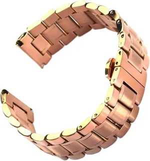 HMFang Flat Elbow Dual-purpose Stainless Steel Strap 12 14 16 18 19 20 21 22 23 24mm Double Press Butterfly Clasp Band Tools
