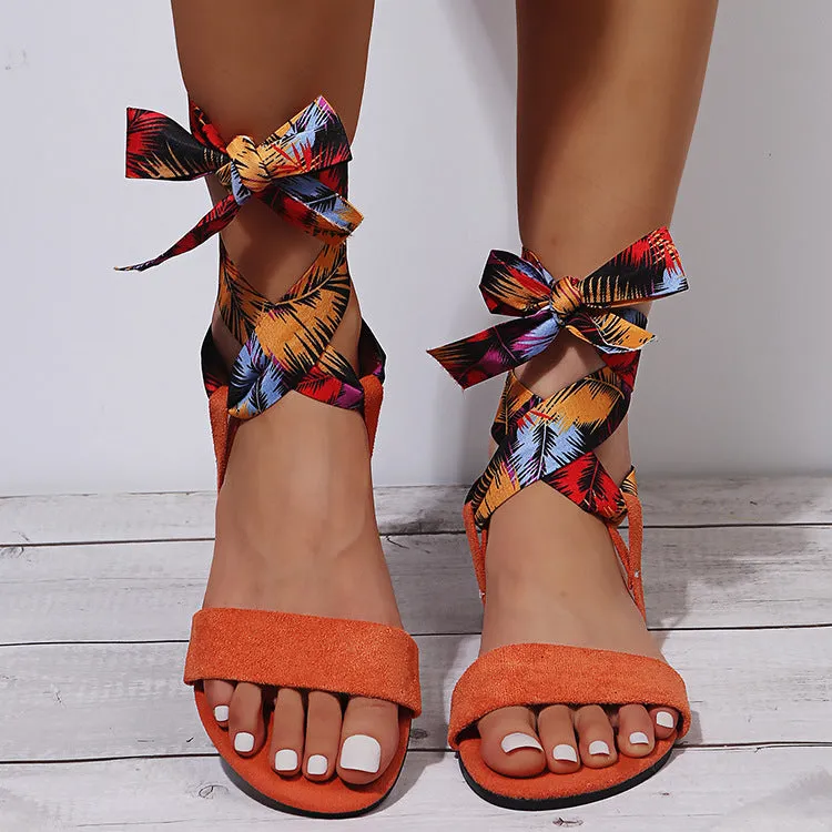 Hot flat print strappy sandal HPSD044