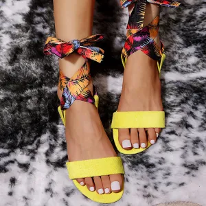 Hot flat print strappy sandal HPSD044