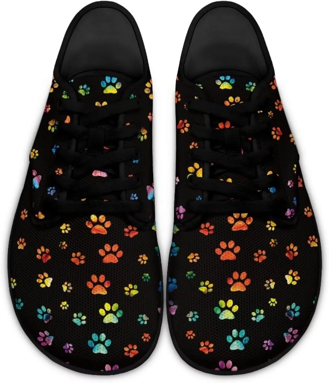 Howilath Dog Paw Print Casual Shoes for Women Lace up Barefoot Shoes Anti-Skid Running Shoes Flat Sneaker