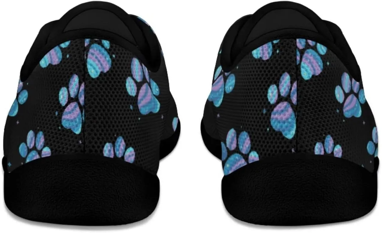 Howilath Dog Paw Print Casual Shoes for Women Lace up Barefoot Shoes Anti-Skid Running Shoes Flat Sneaker