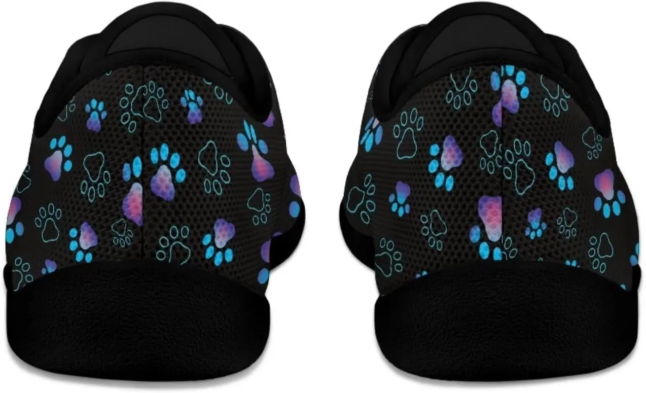 Howilath Dog Paw Print Casual Shoes for Women Lace up Barefoot Shoes Anti-Skid Running Shoes Flat Sneaker