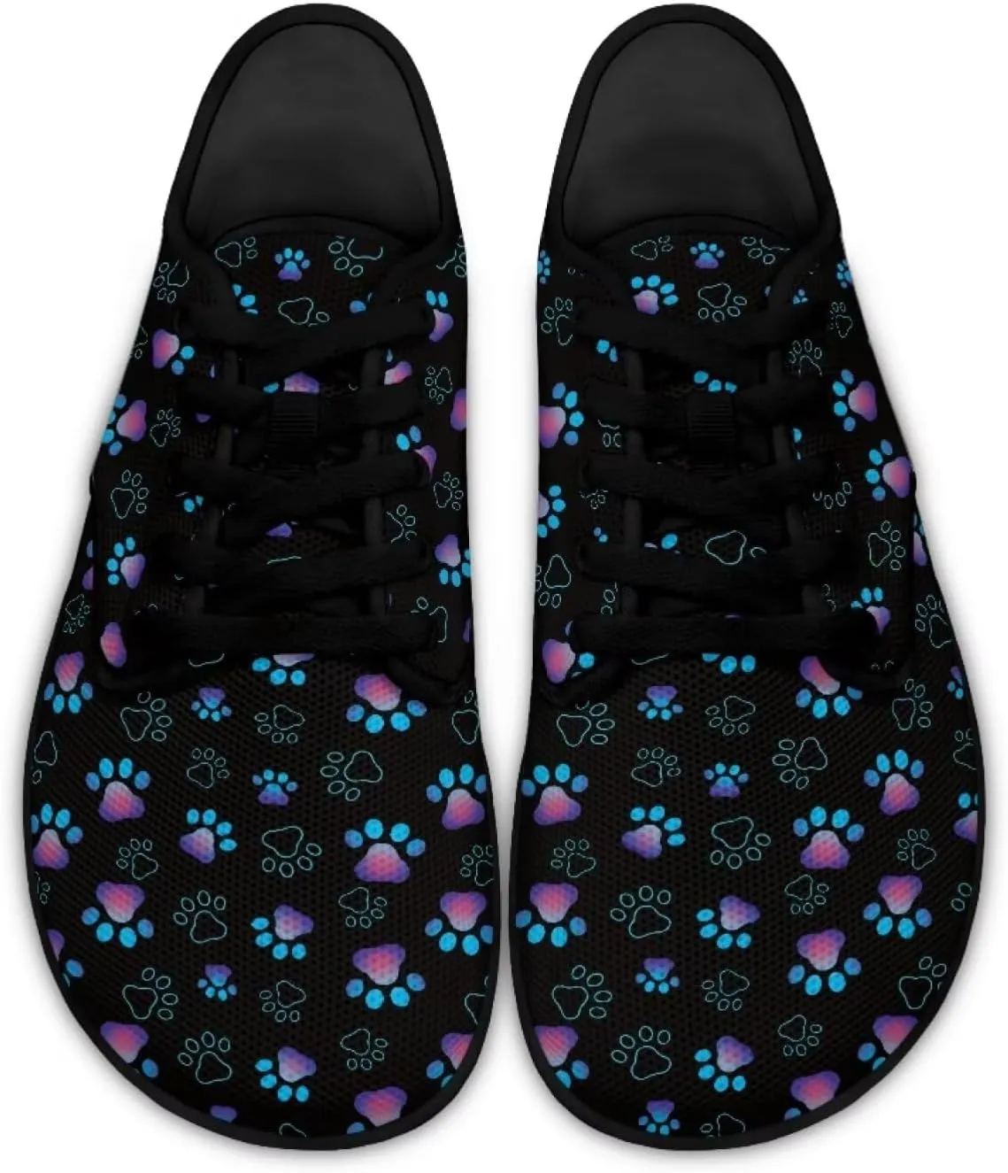 Howilath Dog Paw Print Casual Shoes for Women Lace up Barefoot Shoes Anti-Skid Running Shoes Flat Sneaker
